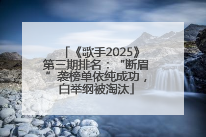 《歌手2025》第三期排名：“断眉”袭榜单依纯成功，白举纲被淘汰
