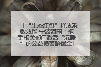 “生态红包”释放乘数效能 宁波海曙：携手相关部门激活“沉睡”的公益损害赔偿金