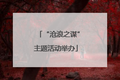 “沧浪之谋”主题活动举办