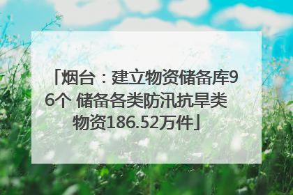烟台：建立物资储备库96个 储备各类防汛抗旱类物资186.52万件