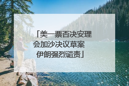 美一票否决安理会加沙决议草案 伊朗强烈谴责