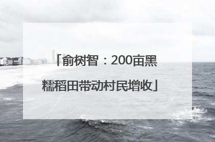 俞树智：200亩黑糯稻田带动村民增收