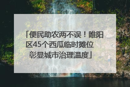 便民助农两不误！睢阳区45个西瓜临时摊位 彰显城市治理温度