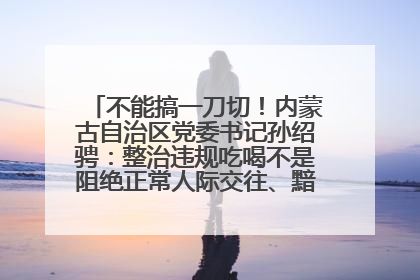 不能搞一刀切！内蒙古自治区党委书记孙绍骋：整治违规吃喝不是阻绝正常人际交往、黯淡人间烟火