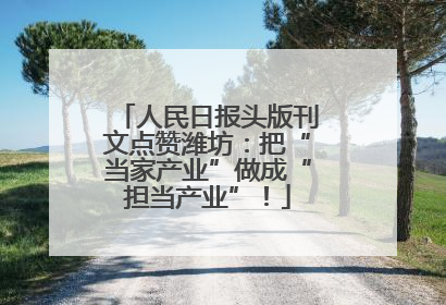 人民日报头版刊文点赞潍坊：把“当家产业”做成“担当产业”！