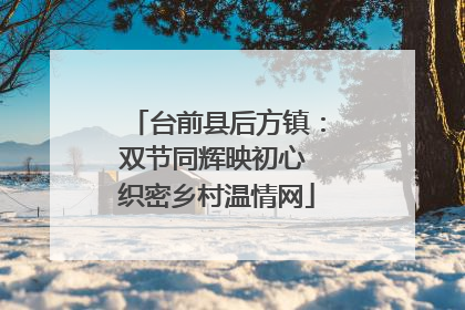 台前县后方镇：双节同辉映初心 织密乡村温情网