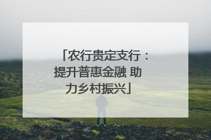 农行贵定支行：提升普惠金融 助力乡村振兴