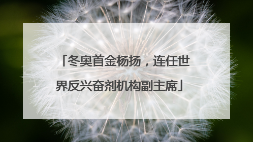 冬奥首金杨扬，连任世界反兴奋剂机构副主席