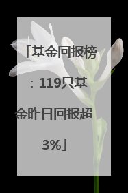 基金回报榜：119只基金昨日回报超3%
