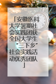 安徽医科大学暑期社会实践团获全国大学生“三下乡”社会实践活动优秀团队