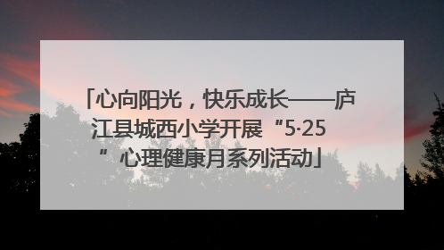 心向阳光，快乐成长——庐江县城西小学开展“5·25”心理健康月系列活动