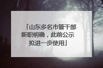 山东多名市管干部新职明确，此前公示拟进一步使用