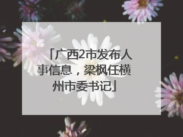 广西2市发布人事信息，梁枫任横州市委书记