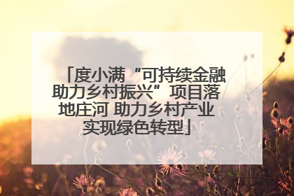 度小满“可持续金融助力乡村振兴”项目落地庄河 助力乡村产业实现绿色转型