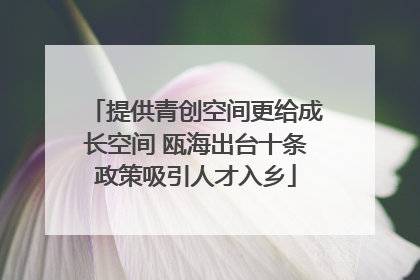 提供青创空间更给成长空间 瓯海出台十条政策吸引人才入乡