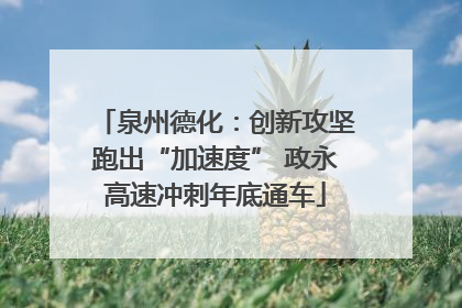 泉州德化：创新攻坚跑出“加速度” 政永高速冲刺年底通车