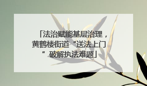 法治赋能基层治理，黄鹤楼街道“送法上门”破解执法难题
