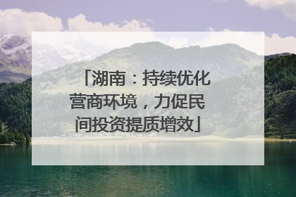 湖南：持续优化营商环境，力促民间投资提质增效