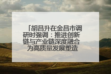 胡昌升在金昌市调研时强调：推进创新链与产业链深度融合 为高质量发展塑造新动能新优势