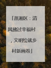 蒸湘区：清风拂过幸福村，文明绘就乡村新画卷