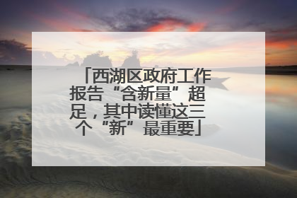 西湖区政府工作报告“含新量”超足，其中读懂这三个“新”最重要