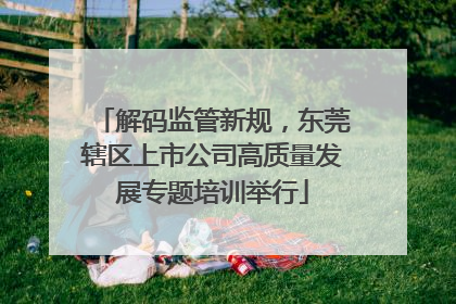 解码监管新规，东莞辖区上市公司高质量发展专题培训举行