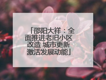 邵阳大祥：全面推进老旧小区改造 城市更新激活发展动能
