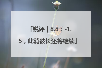 锐评｜8.8：-1.5，此消彼长还将继续