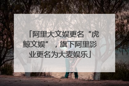 阿里大文娱更名“虎鲸文娱”，旗下阿里影业更名为大麦娱乐