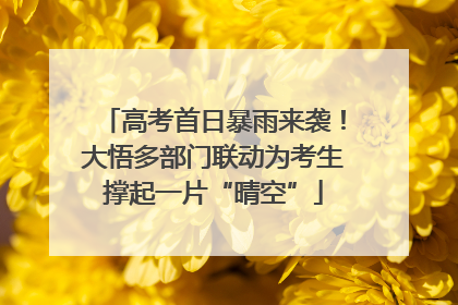高考首日暴雨来袭！大悟多部门联动为考生撑起一片“晴空”